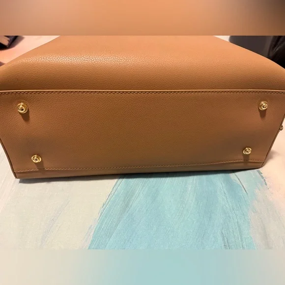 NWOT Quince Italian Leather Triple Compartment Shopper Tote In Cappuccino - Picture 4 of 9